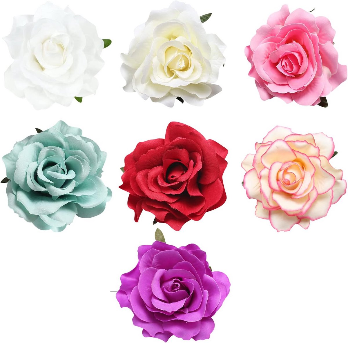 Set van 7 Bloemige Haarspelden met Rozen in Diverse Kleuren voor Dames en Meisjes