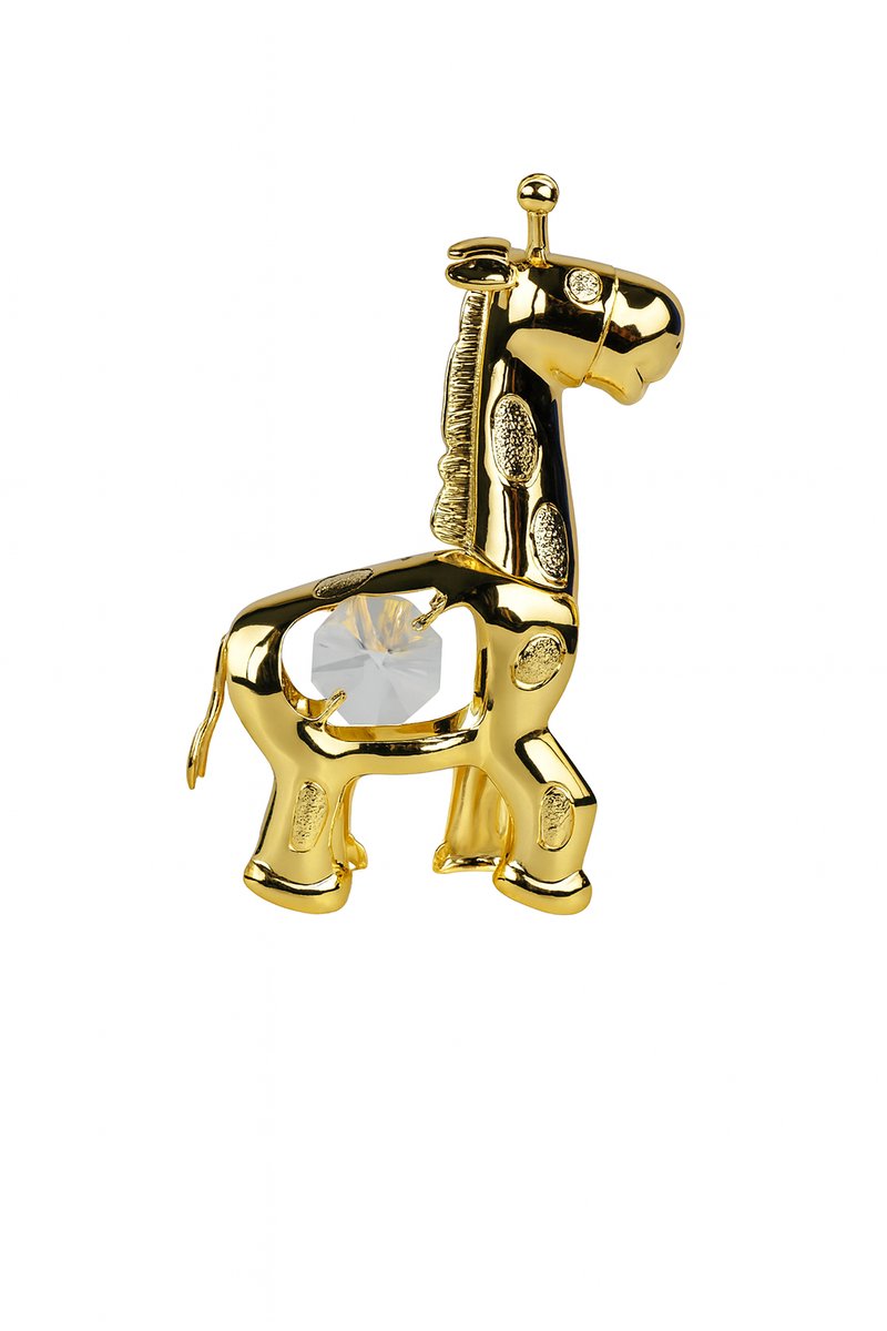 Gold Crystal Giraffe – Luxe 24K Verguld Giraffe Beeldje met Swarovski-Kristal