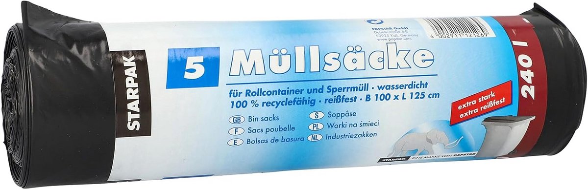 Extra Sterke Zwarte Vuilniszakken 240L LDPE Afvalzakken op Rol