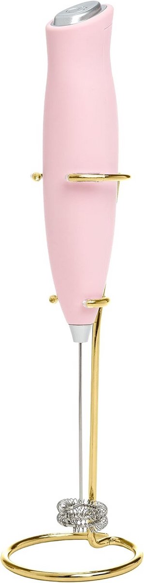 Roze Melkopschuimer met Gouden Standaard voor Perfect Schuim