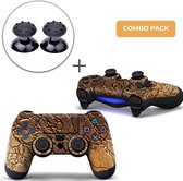Golden Waves Combo Pack - PS4 Controller Skins PlayStation Stickers + Thumb Grips
