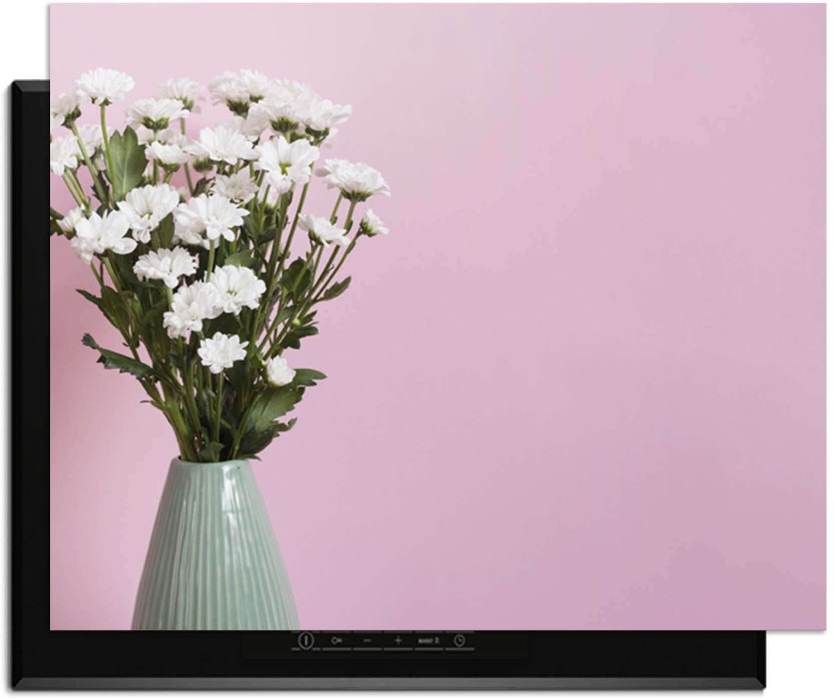 KitchenArt - Blush & Bloom - Inductie Beschermer - 77x52 cm - Kookplaat Beschermer - Luxe Afdekplaat Inductieplaat - Anti-slip & Oprolbaar - Beschermmat Inductiekookplaat