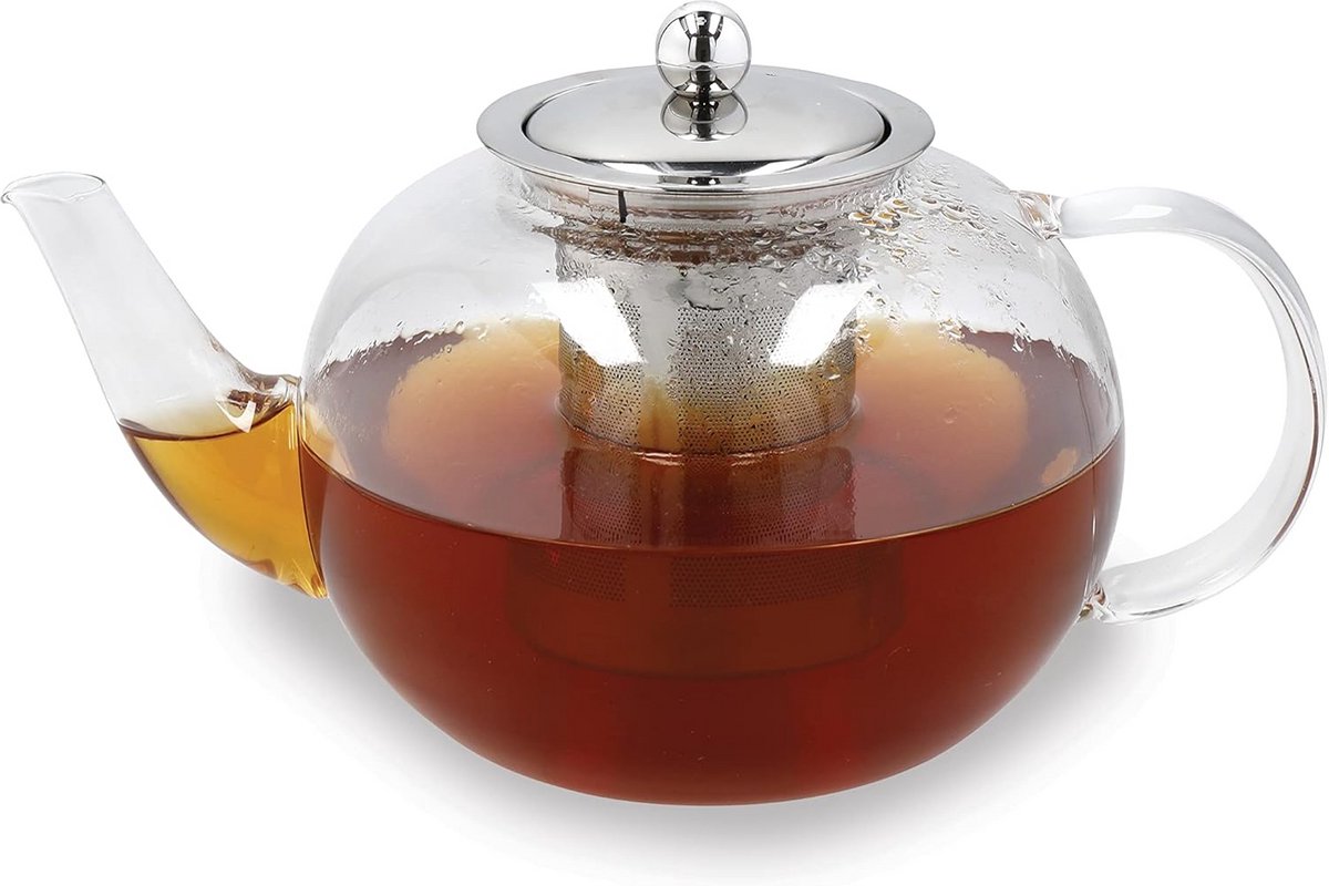 Grote Glazen Theepot met Thee-infuser 1.5L - Geschikt voor Losse Thee