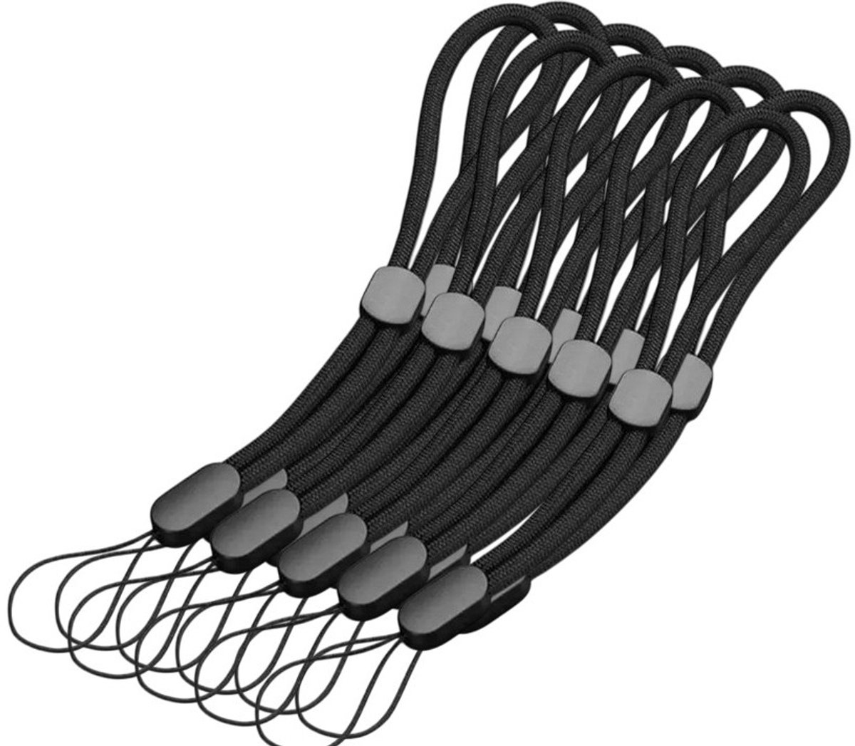 Mj Joys® – Telefoon koord – Polskoord – Camerakoord – 10 stuks – Polskoord – Keycord Telefoonkoord – Universeel Phone cord – Telefoonkoorden – Telefoonketting – Taskoord – Verstelbaar – Zwart