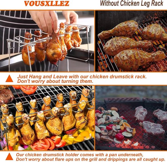 RÖSLE Kiphouder voor de barbecue, hoogwaardig accessoire voor het bereiden van kip of eend, oven en barbecue, met marinadereservoir, 18/10 roestvrij staal, vaatwasmachinebestendig