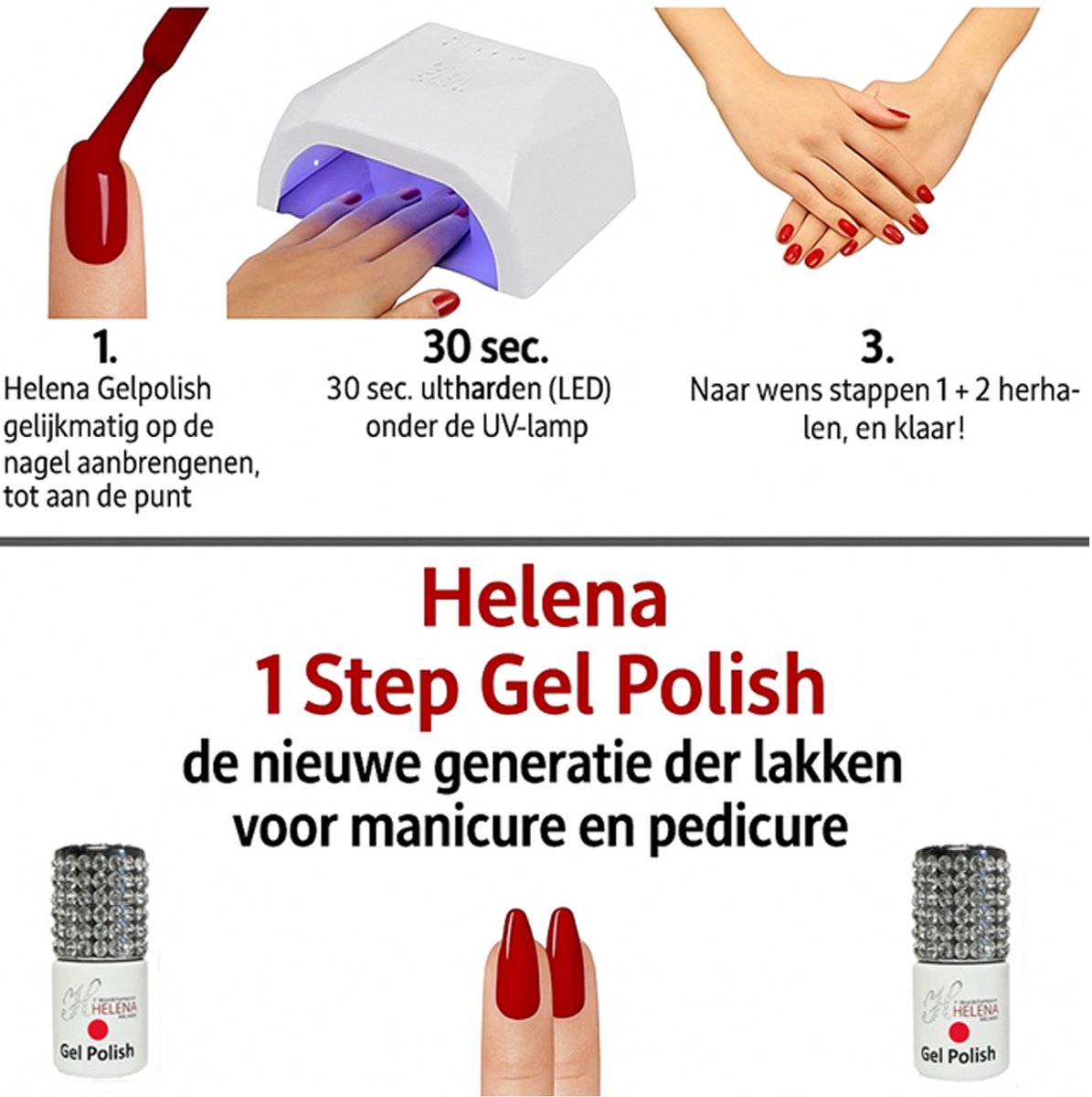 Helena Melmer - 1 Stap Gelpolish - Starter Kit + 1 rode gellak