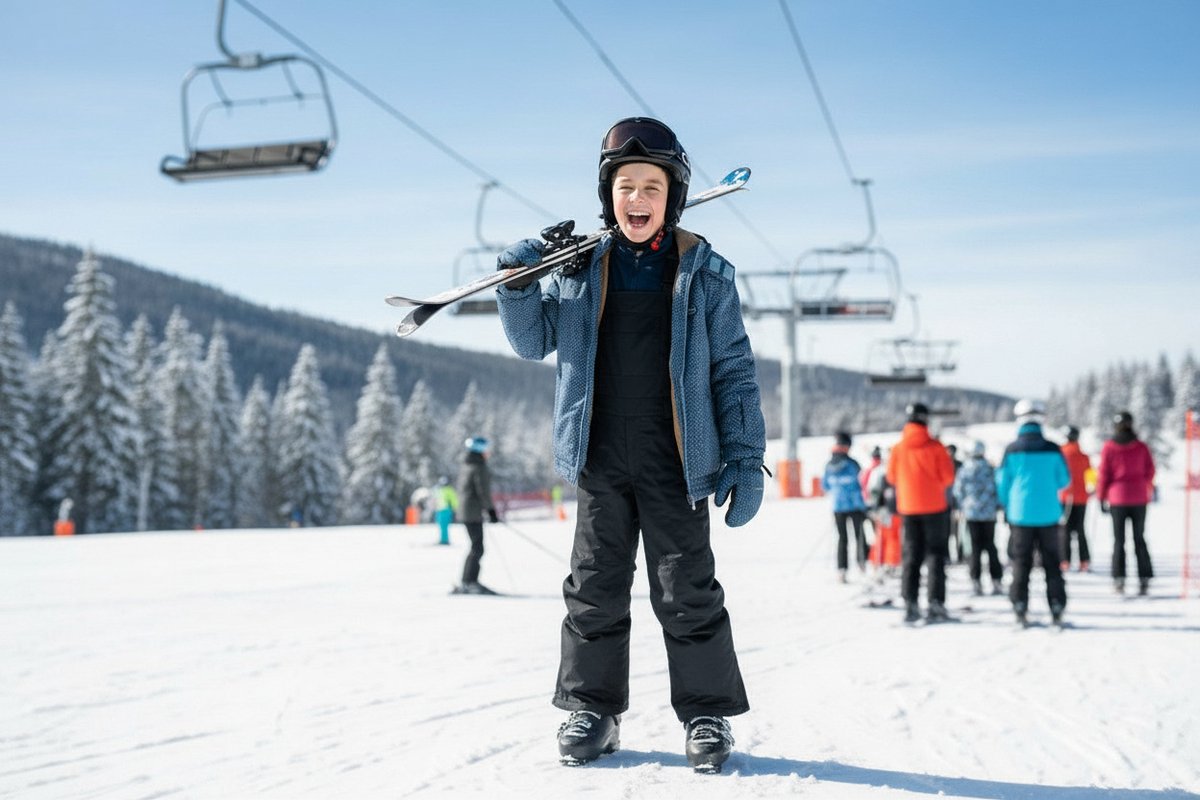 Ducksday Skibroek Kinderen – Waterdicht – Warm & Ademend – Unisex Wintersportbroek met Bretellen Zwart
