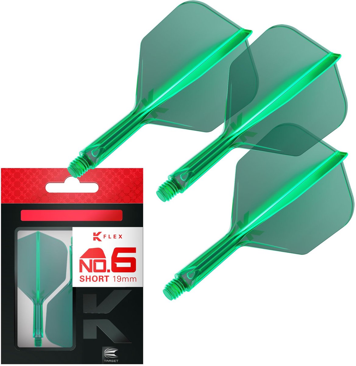 Target Darts K Flex Integrated Dart Flights And Shafts, No.6 Blauw (Short) | Pak van 3 K-Flex - No6, Kflex All In One Moulded Dart Flight & Stem | Professionele Dart Accessoires