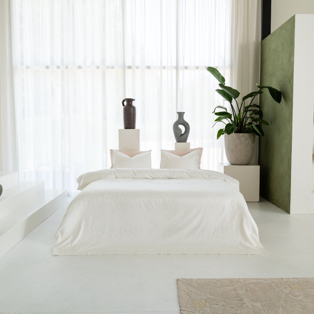 Kayori Koko Dekbedovertrek Katoen & Tencel - 240x200-220 cm +2 slopen - Lits-jumeaux - Offwhite