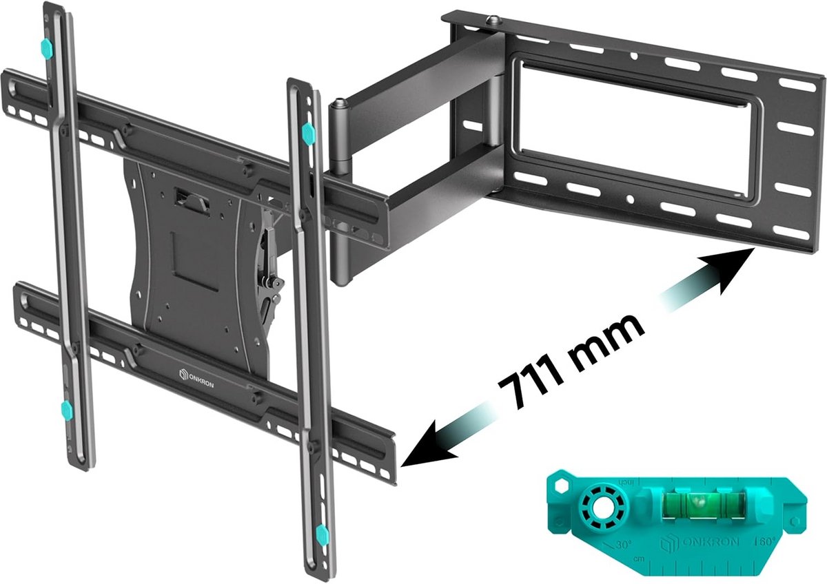 Draaibare TV Beugel voor 40-75 Inch Schermen, Kantelbaar en Uitschuifbaar