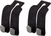 Haken - 2 Stuks - Autostoelhaken - Autostoel Hangers - Auto Organizer Haken - Leer Autostoel Haak - Universeel - Opberghaak - Hoofdsteun portemonneehaken, geschikt voor alle soorten auto's - 17x8.5cm - Zwart