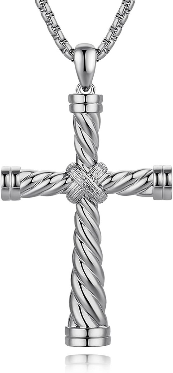 Groot Kruishanger Halsketting Roestvrij Staal Heren Dames met Rolo Ketting