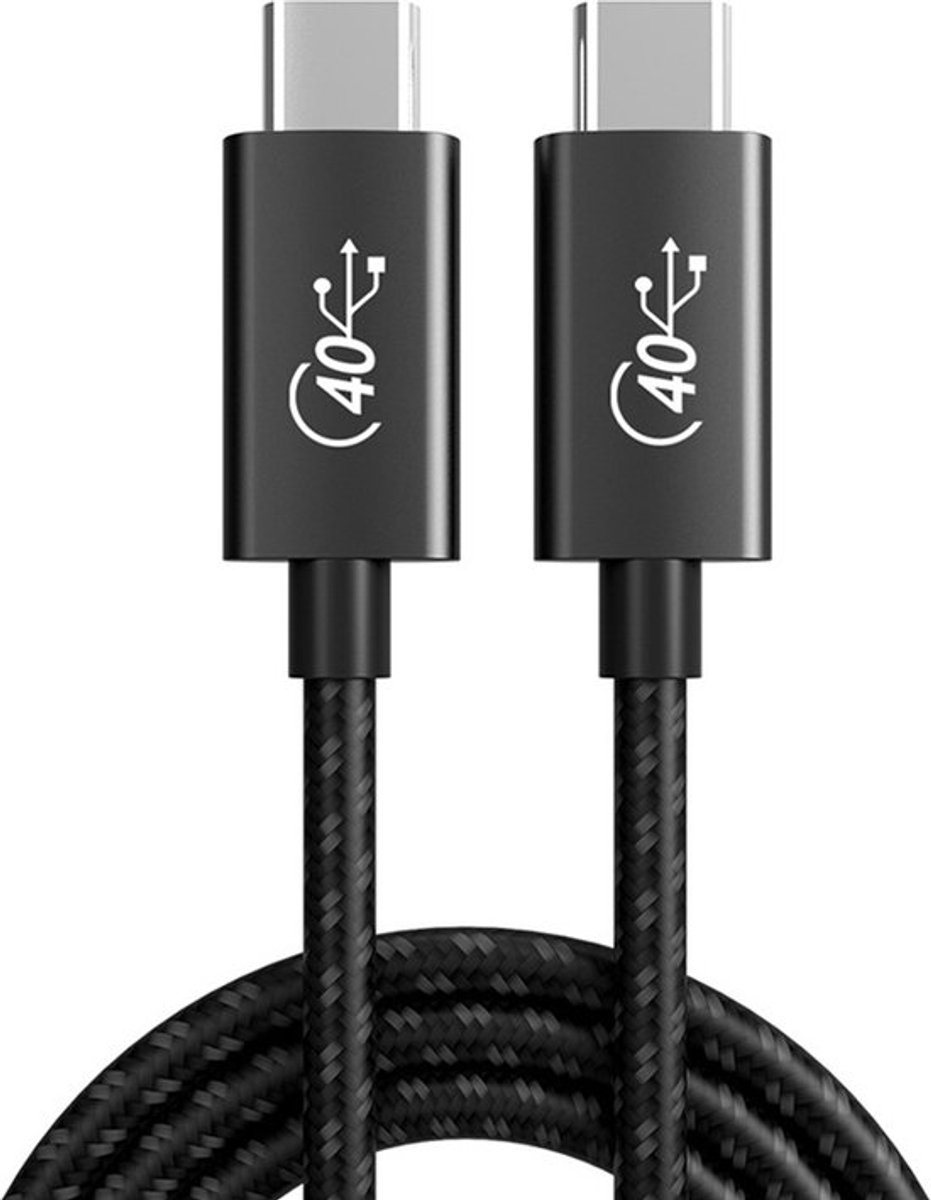 USB-C naar USB-C Thunderbolt 4 adapter kabel - 40 Gbps - 8K - 2 meter lang- Zwart