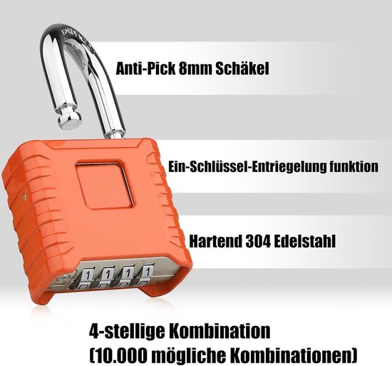 Diyife® Verborgen Combinatiesloten met 4 Cijfers, [Ontgrendelen met één Knop] Robuust Zinklegering Veiligheidsslot, Weerbestendig Combinatieslot voor Garages, Hekken, Poorten en Opslag - Zilver