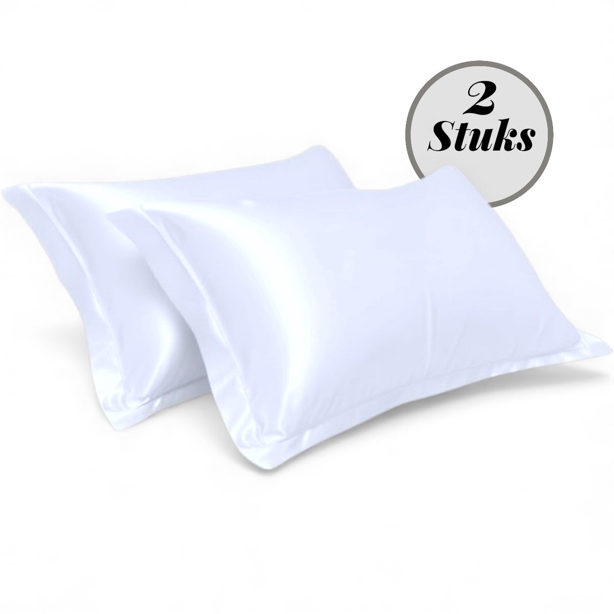Beauty Silk - Kussenslopen - 60x70 - 2 stuks - Glans Satijn - Wit