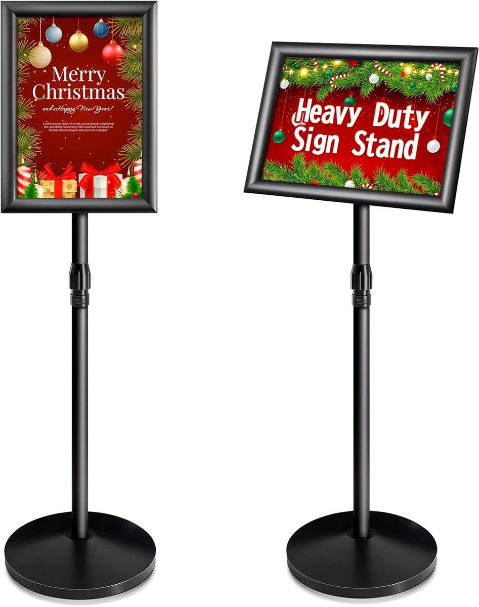 Verstelbare Vloerstandaard voor A4 Posters Menu Display Zwaar Metalen Krasvrije Basis