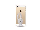 Apple Iphone 5 / 5S / SE2016 transparant siliconen hoesje - grappig konijntje