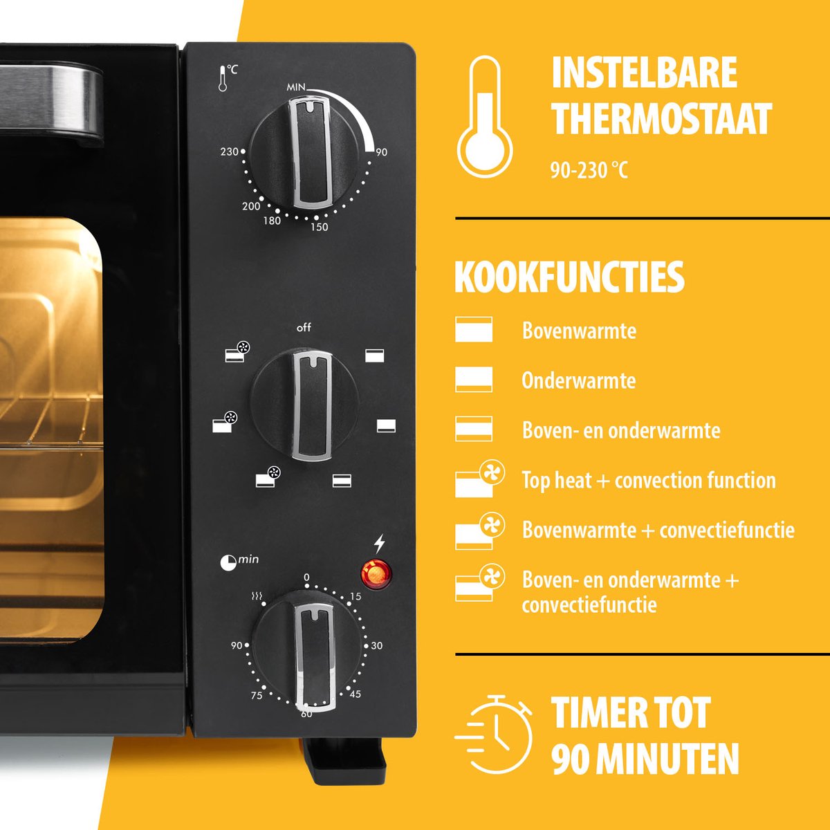 Tristar OV-3627 - Oven 1500 W - 27 Liter - Camping Vrijstaande Oven - Zwart – foto 6