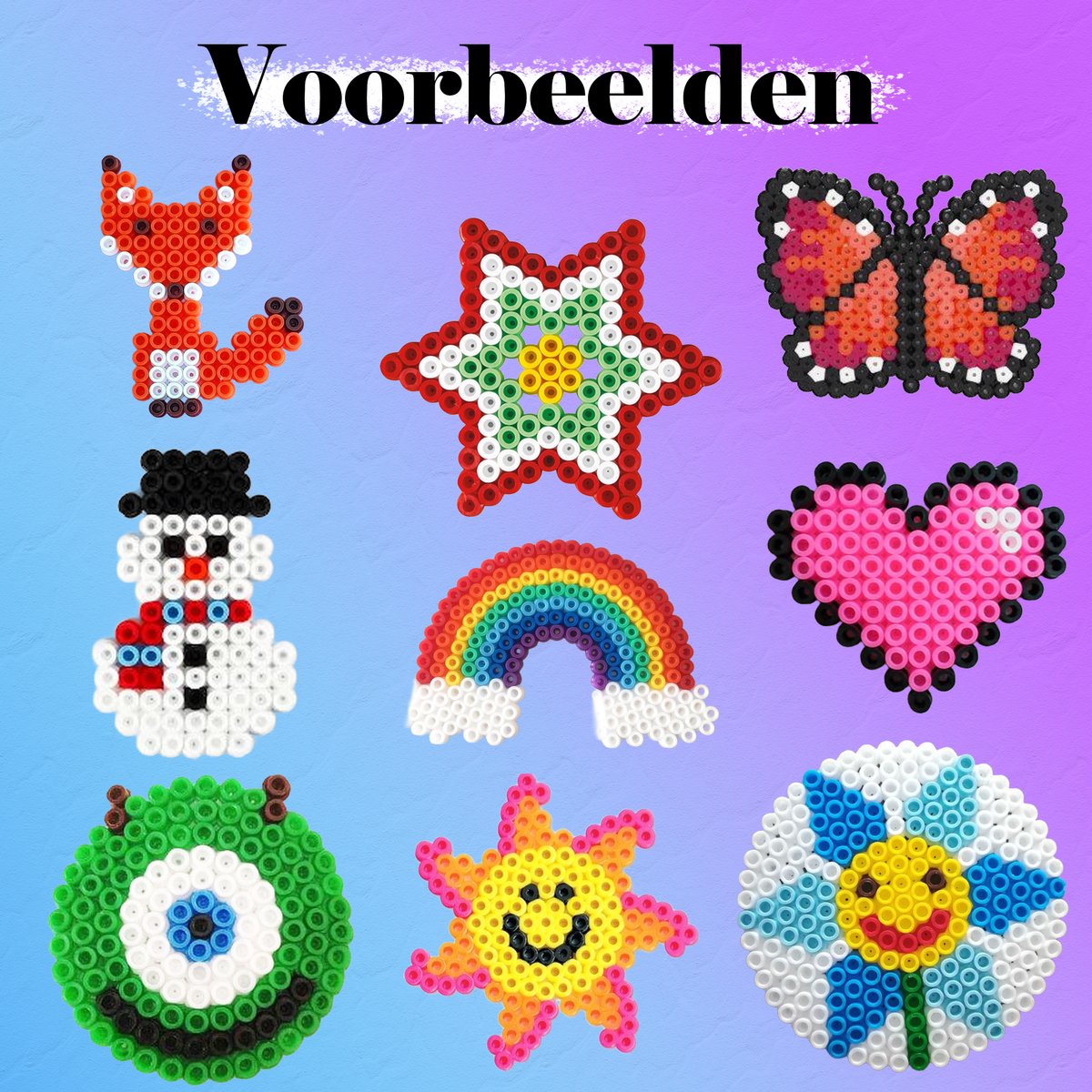Creacol Strijkkralen set- 10 Kleuren - 4.000 Kralen 5mm - Inclusief Grondplaten en Strijkvellen — afbeelding 6