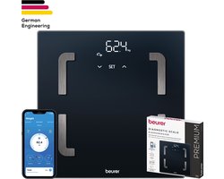 Beurer BF 880 WIFI Personenweegschaal - Lichaamsanalyse - Bluetooth® - Beurer HealthManager Pro app - Verlicht Magic Display - BMI/AMR/BMR - Tot 180 kg - 30 x 30 cm - 8 Gebruikers + herkenning - Veiligheidsglas - Incl. batterijen - 5 Jaar garantie