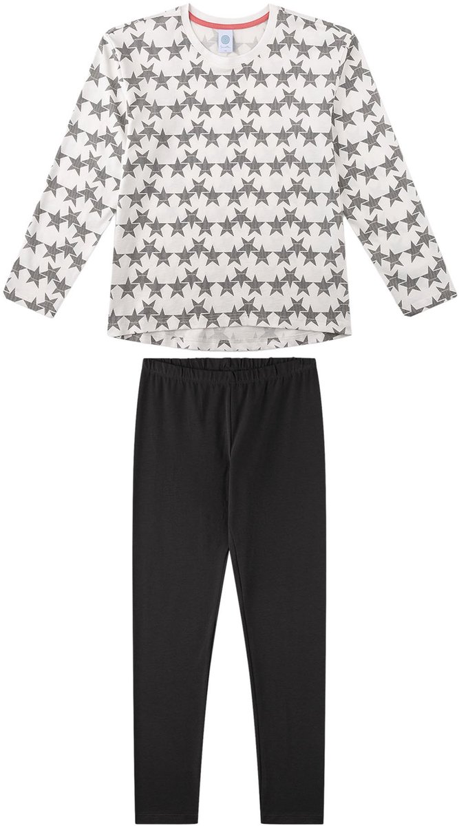 Sanetta Pyjama Pyjama Teenager lang Stars 140 Set van 1 Zwart/Wit