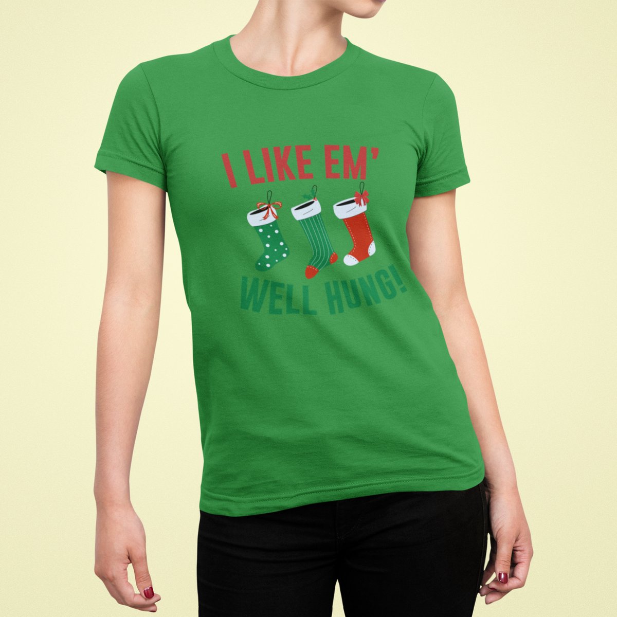 I Like Them Well Hung - T-shirt Vrouw - T-shirt Groen - Grappig T-shirt - Maat XL - Cadeau Vrouwen - Limited Edition