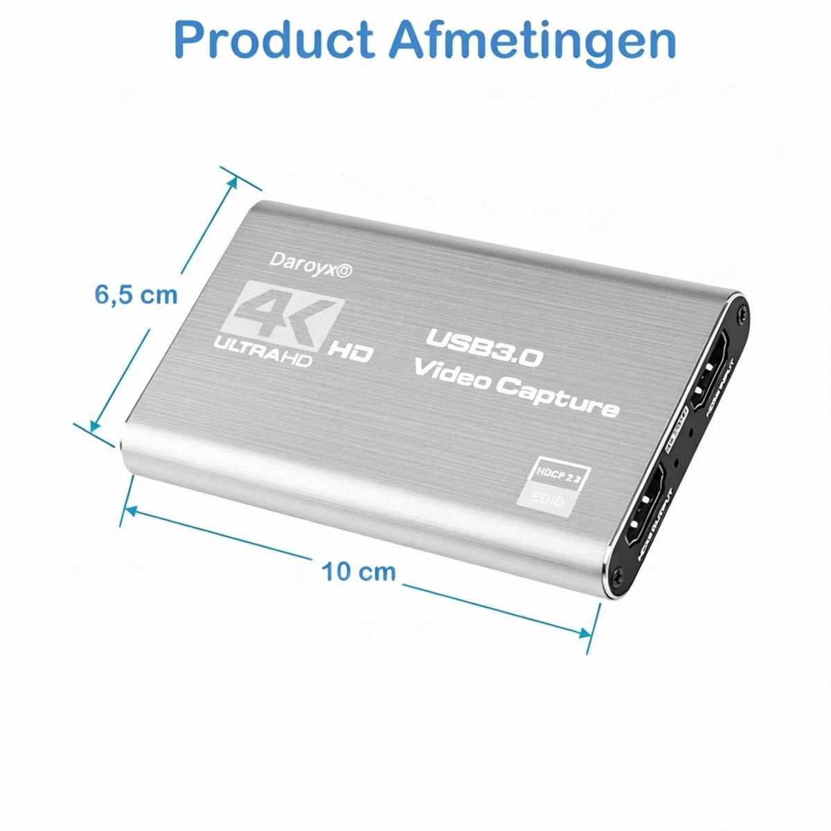 Daroyx® VCC4K Pro Video Capture Card - USB-A 3.0 - HDMI 4K@60Hz - Geschikt als Game Capture - Zilverkleurig thumbnail 8
