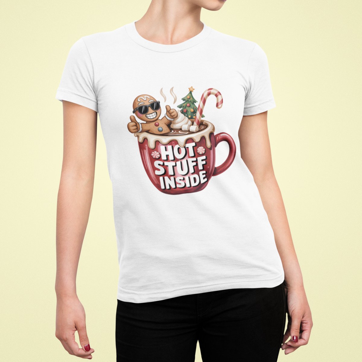 Hot Stuff Inside - T-shirt Vrouw - T-shirt Wit - Grappig T-shirt - Maat L - Cadeau Vrouwen - Limited Edition