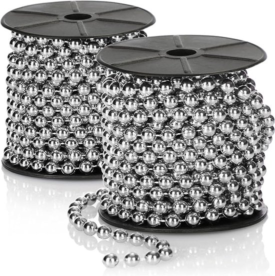 2x guirlande de perles pour le sapin de Noël - ruban de perles pour décoration de sapin de Noël - décoration de Noël - décoration de mariage - argent 20 m