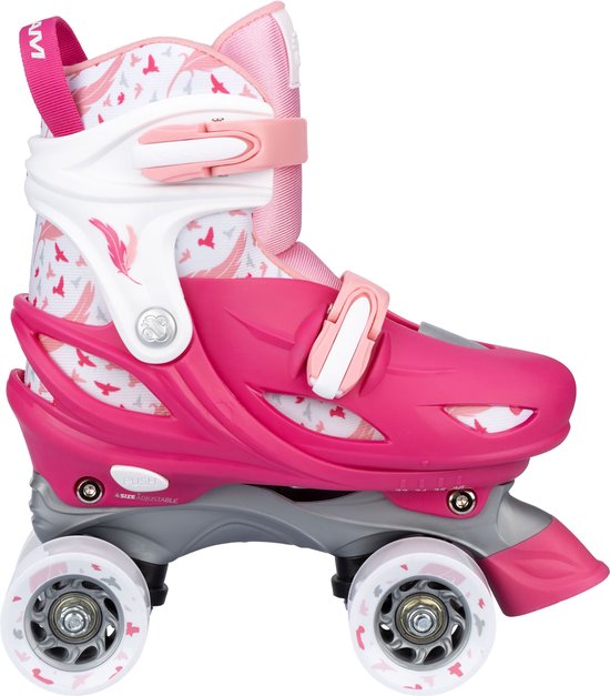 Nijdam Rolschaatsen Verstelbaar - Feather Drops - Roze - Maat 33-36