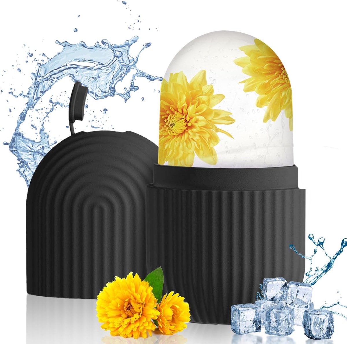 Famanu – Ice face roller – Siliconen gezichtsroller vermindering – Zwart
