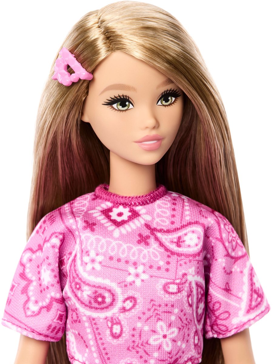 Barbie Fashionistas Style - Barbie Pop met roze paisley rok en blond haar — afbeelding 3