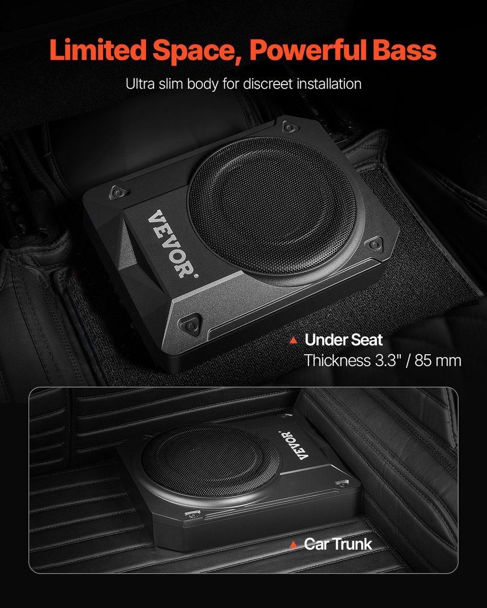 VEVOR Auto-Subwoofer Onder de Stoel 400 W Slank Actief Subwoofersysteem 254mm – foto 6
