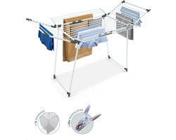BAUER & MEYER® Droogrek Classic - Wasrek Inklapbaar - Incl. 20 wasknijpers + 1x wasmand - 25 Meter drooglengte + 30kg draagkracht - WIT