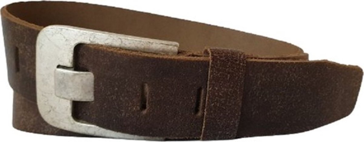 Leren Riem - Crack Bruin - 5 cm breed - maat 85 (totale lengte 100) - 100% Echt Leer - Heren Riem - Dames Riem