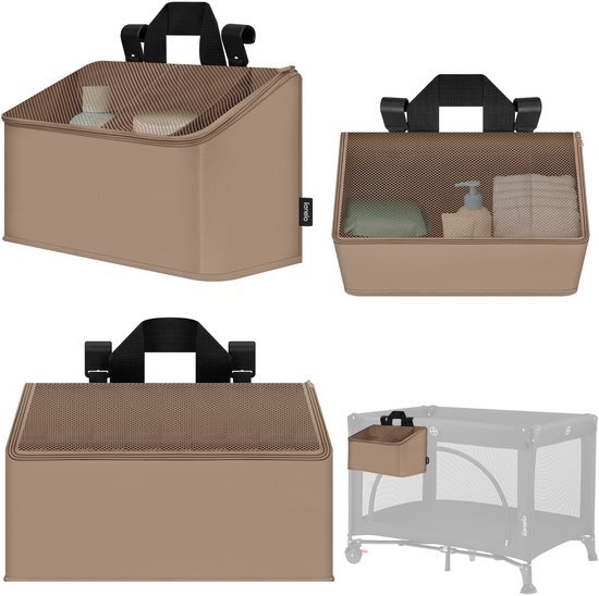 Lionelo Sidepocket Medium – Organisateur de lit pour berceau avec poche latérale 43 x 15 x 23 cm – 3 poches zippées et poignée – Pour lit parapluie, berceau cododo et parc – Renforcé, multifonctionnel et amovible
