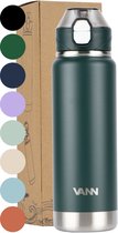VANN® RVS Drinkfles met rietje 750 ML voor volwassenen - Bidon met rietje - sportfles 24 uur koud/12 uur warm - VANN ACTIVATE BOTTLE