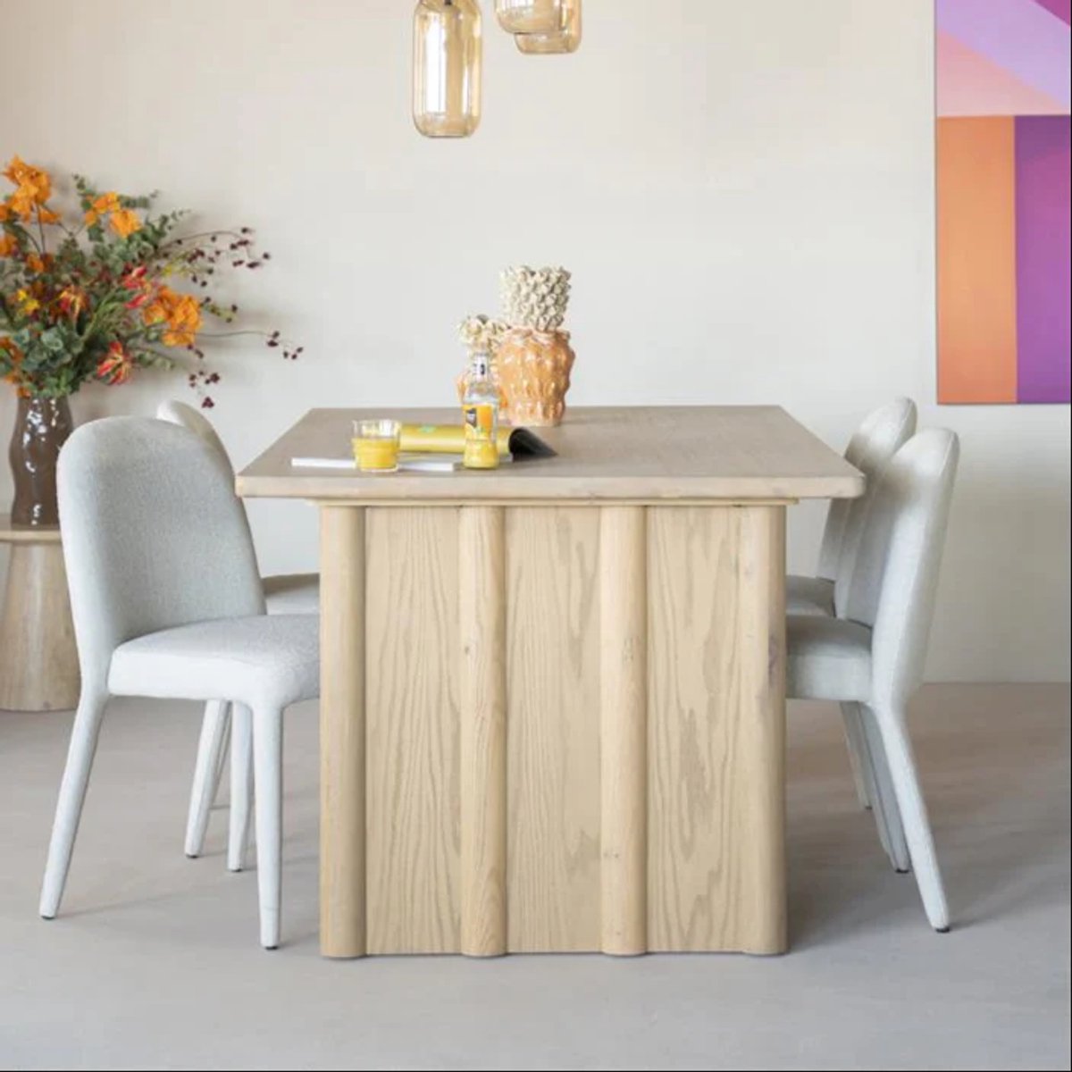 Eettafel Massief Eikenhout Naturel – Strak & Tijdloos Design, 6-8 Persoons, Duurzaam & Robuust – Novihome