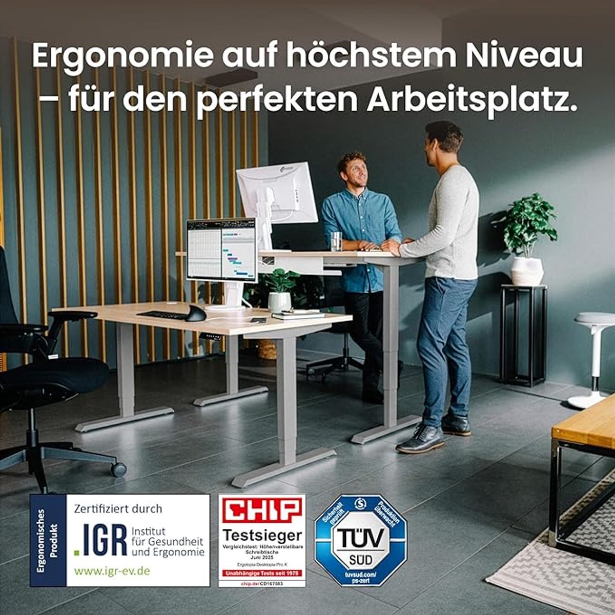 Elektrisch in hoogte verstelbaar bureau Altameubel ProDesk X | Ergonomische sta- en zitbureau voor kantoor & thuiskantoor | 160x80 cm, grijs, stil, OLED-handset met geheugenfunctie