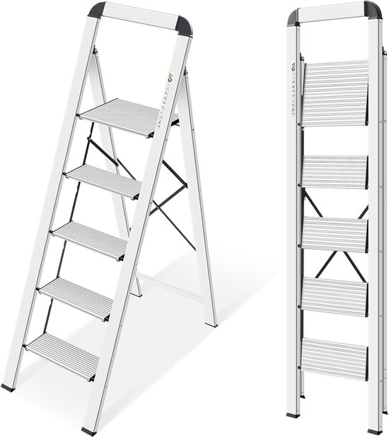 Huishoudtrap - ladder - 2x 4 treden - aluminium - 95 cm hoog