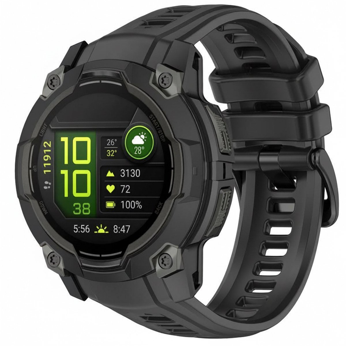 Siliconen bandje - geschikt voor Garmin Instinct 3 Amoled / Solar 50mm - gespsluiting - zwart