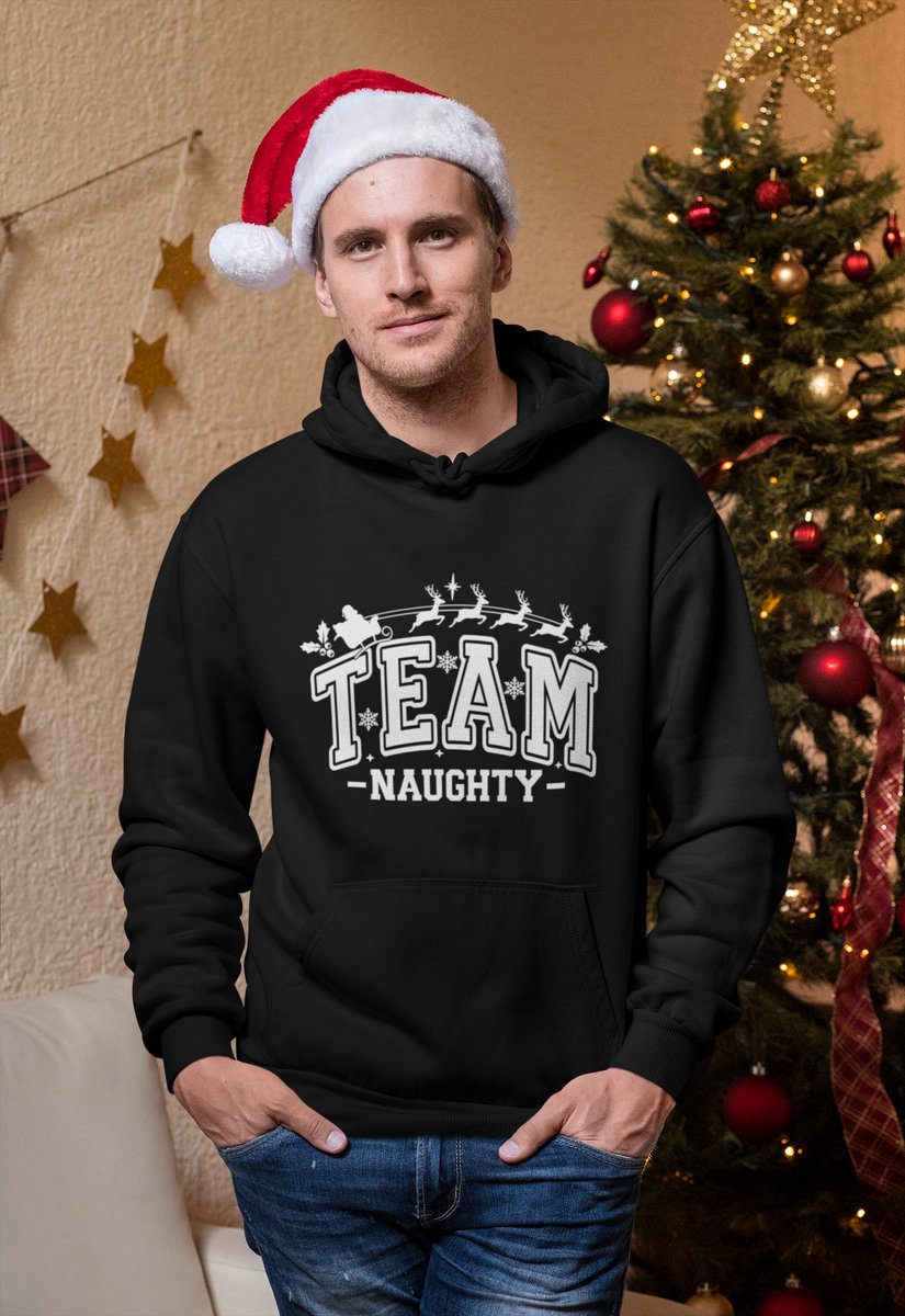 Team Naughty - Kersttrui - Kerst Trui Zwart - Grappig Kersttrui - Maat M - Limited Edition