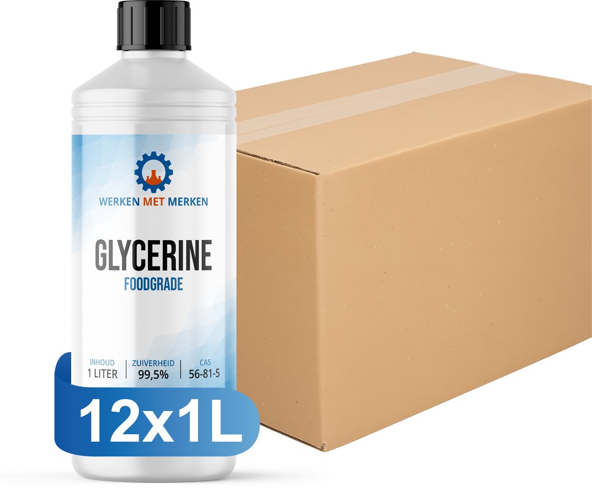 Glycerine Foodgrade 99,5% - Doos, 12 x 1 liter - Glycerol - Vloeistof