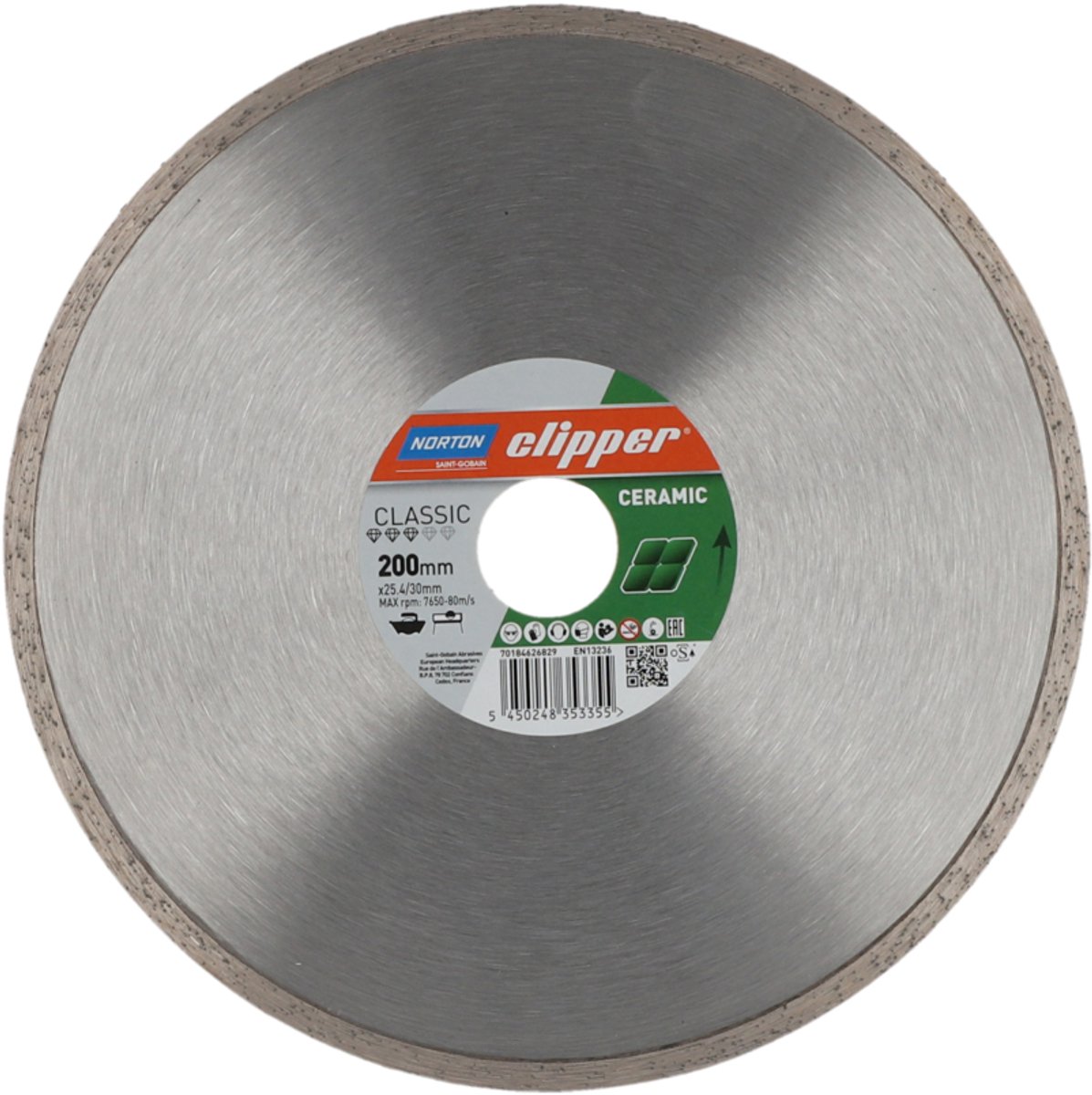 NORTON CLIPPER Diamantdoorslijpschijf Classic Keramisch D.200mm B...