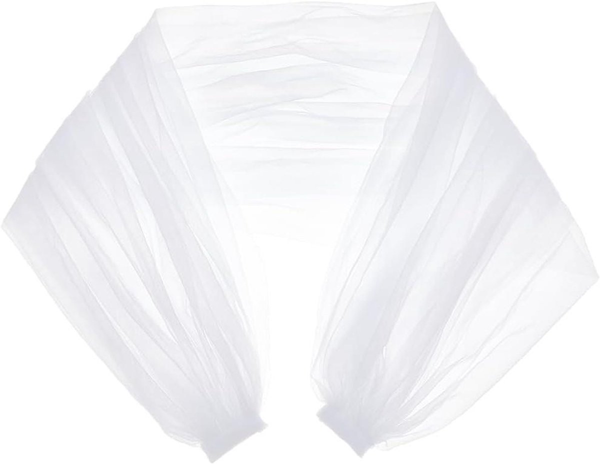 Provento - Afneembare witte bruids tule mouwen kant sheer puffy mouwen jurk sheer capes cover up accessoire voor bruiloft, kostuum, formele partij prom, 90cm/35"