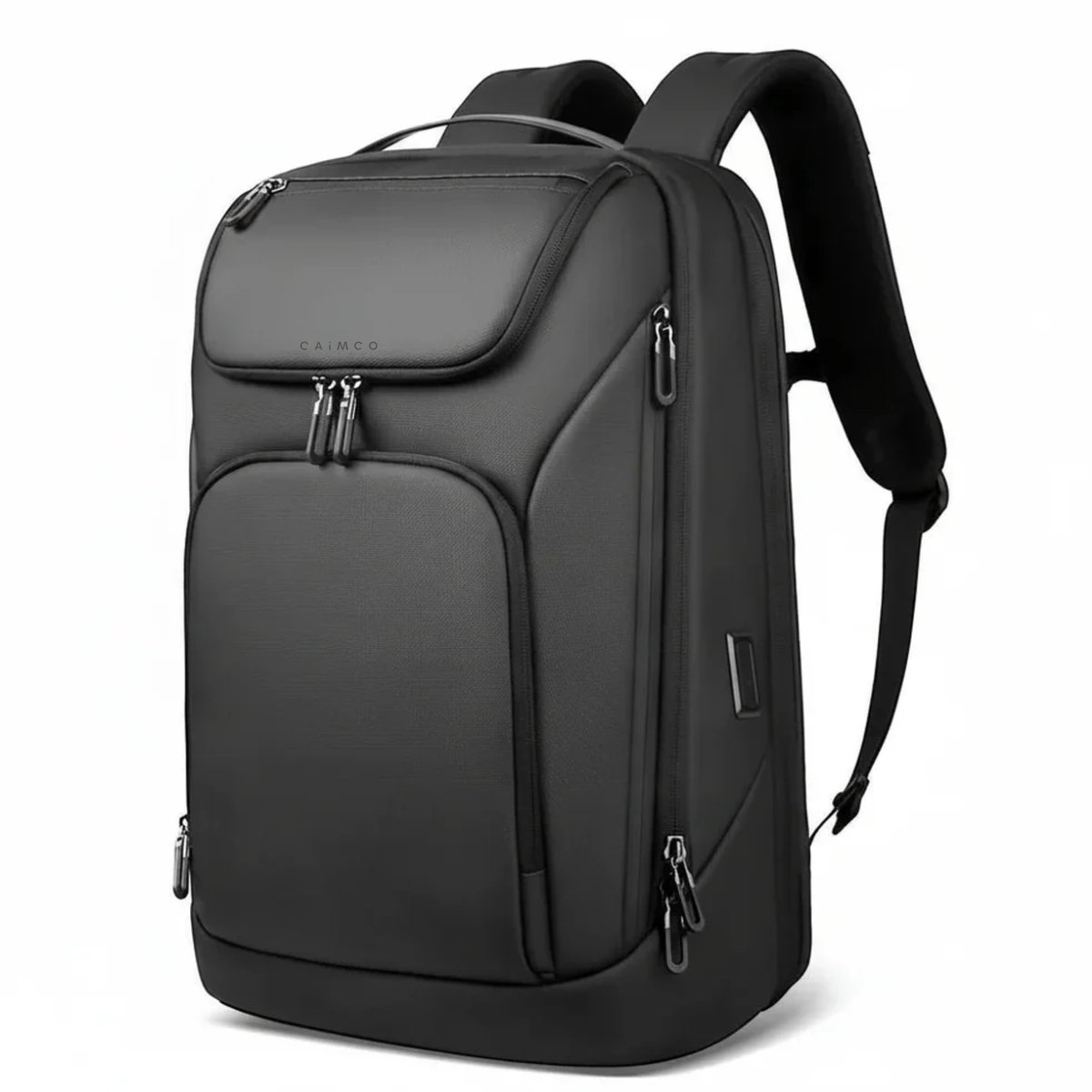Caimco Knight Rugzak - 30L Waterafstotend - Anti-Diefstal - Laptop Rugtas 15,6 inch - USB Oplaadpoort - Multifunctioneel voor Werk, School & Reizen - Zwart