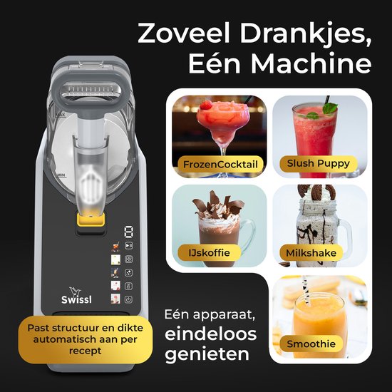 Swissl Slush Puppy Maker - Slushy Maker - Slush Puppy & Frozen Drink Machine - Voor Frozen Cocktails, Smoothies, Milkshakes & IJskoffie - 2 Liter - Compact, BPA-vrij, Transparante Tank - Inclusief 2 Recept-E-books van Merkloos — afbeelding 2