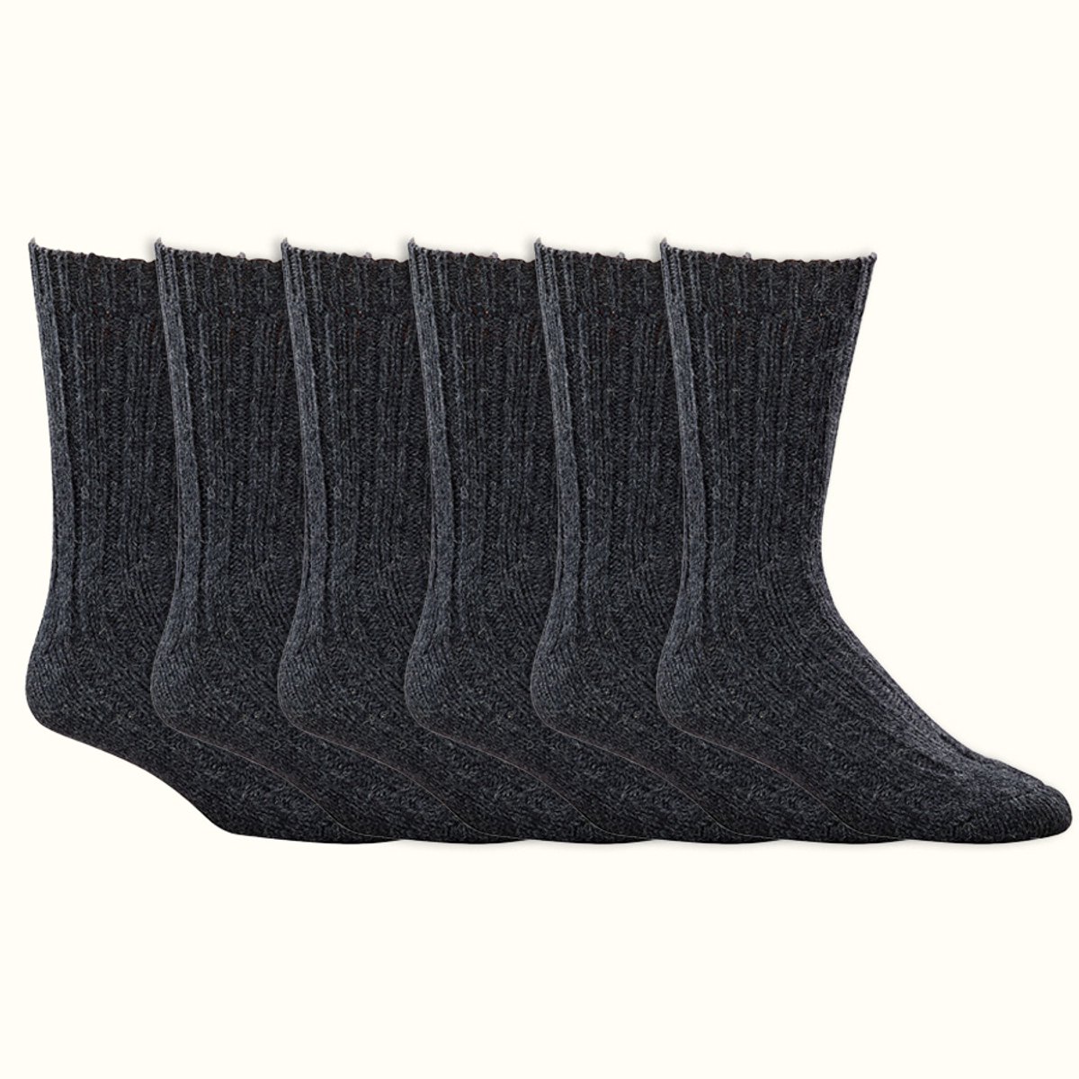 Wollen sokken | 100% Scheerwol | Dames & Heren | Kleur: Antraciet | Diverse maten | 6 paar
