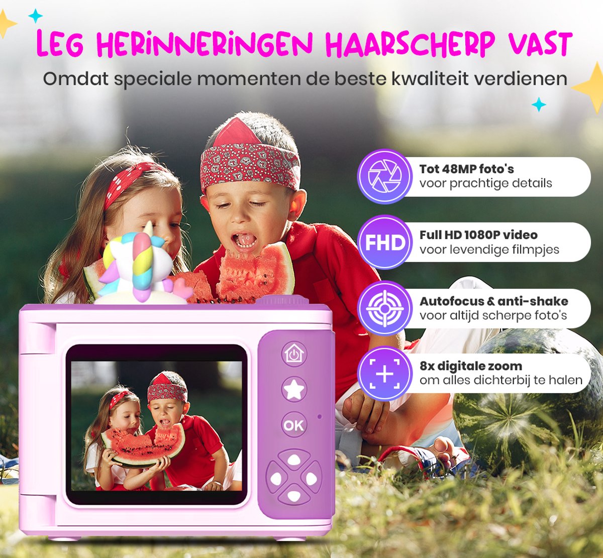 K&L Digitale Kindercamera Kids 32GB - Kinder vlog camera - Kindercamera's Digitaal - Fototoestel Kinderen - Kinderfototoestel — afbeelding 5