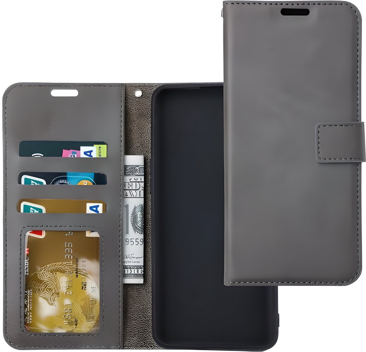 Bookcase Geschikt voor: Samsung Galaxy S10E Grijs - portemonnee hoesje - Book Cover